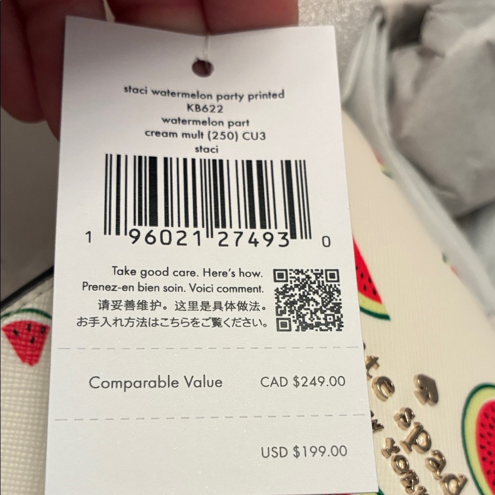 kate spade White Watermelon Print Crossbody Phone & Cards Bag Pouch Leather NWT - Picture 6 of 6